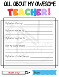 All About My Amazing Teacher (Digital Download)