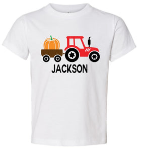 Tractor Pumpkin Personalized Kids Tee