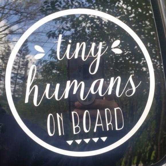Tiny Humans on Board Car Decal